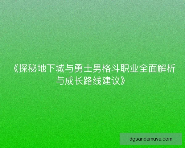《探秘地下城与勇士男格斗职业全面解析与成长路线建议》